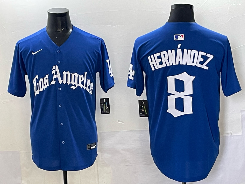Men Los Angeles Dodgers #8 Hernandez Blue 2025 Nike MLB Jersey style 003->los angeles dodgers->MLB Jersey